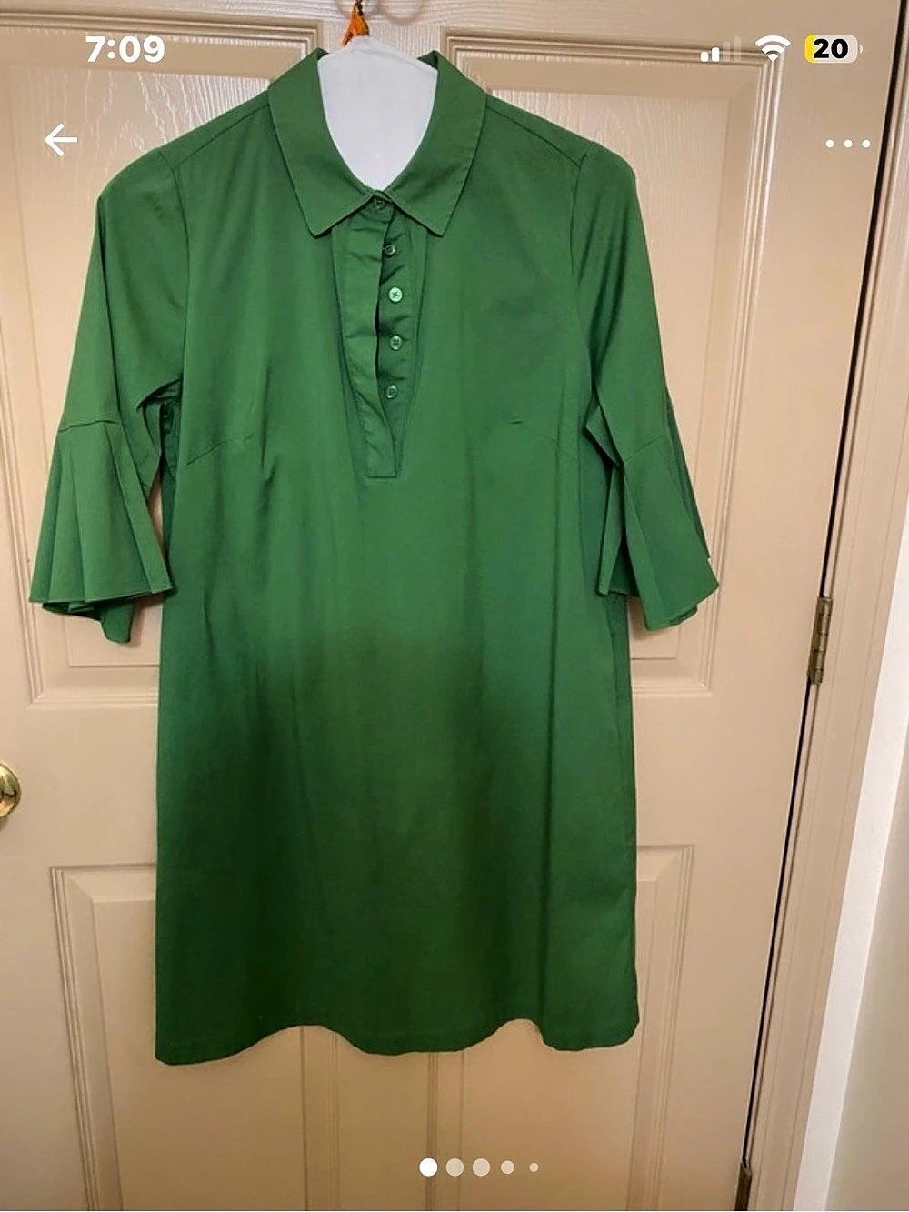Chico's Green Ruffle Sleeve Mini Dress Size 1